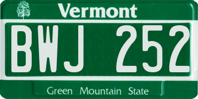 VT license plate BWJ252