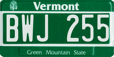VT license plate BWJ255