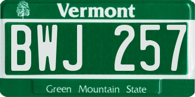 VT license plate BWJ257