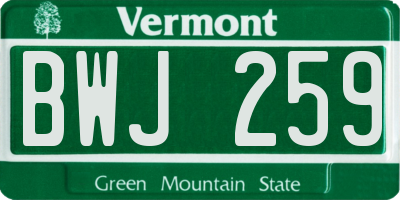 VT license plate BWJ259