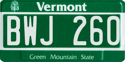 VT license plate BWJ260