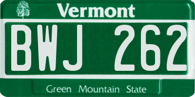 VT license plate BWJ262