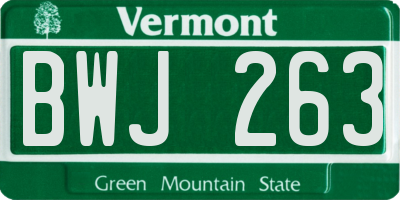 VT license plate BWJ263