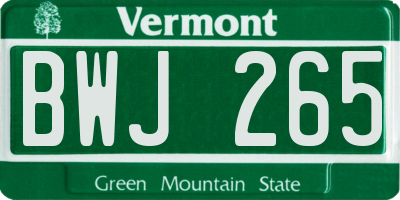 VT license plate BWJ265
