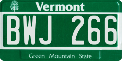 VT license plate BWJ266
