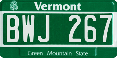 VT license plate BWJ267