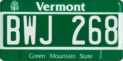 VT license plate BWJ268