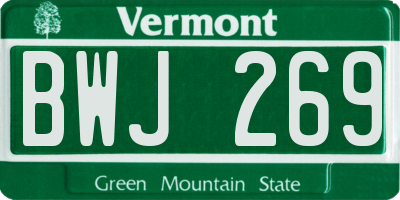VT license plate BWJ269
