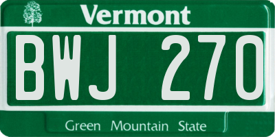 VT license plate BWJ270
