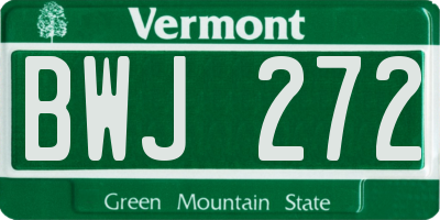 VT license plate BWJ272