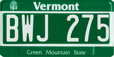 VT license plate BWJ275