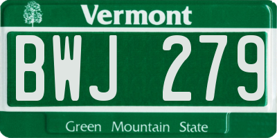 VT license plate BWJ279