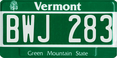 VT license plate BWJ283