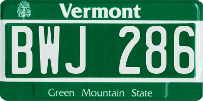 VT license plate BWJ286