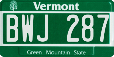 VT license plate BWJ287