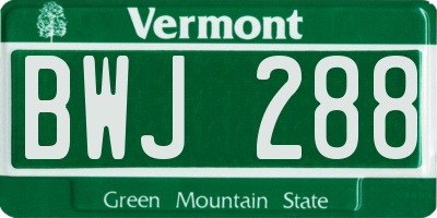 VT license plate BWJ288