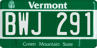 VT license plate BWJ291