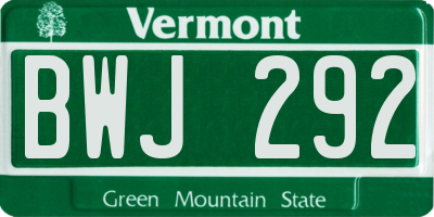VT license plate BWJ292