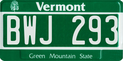 VT license plate BWJ293