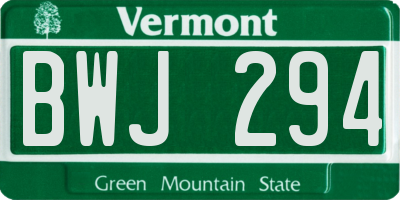 VT license plate BWJ294
