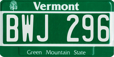VT license plate BWJ296