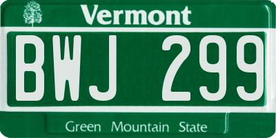 VT license plate BWJ299