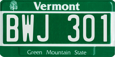 VT license plate BWJ301
