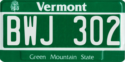 VT license plate BWJ302
