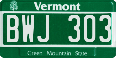 VT license plate BWJ303