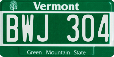 VT license plate BWJ304