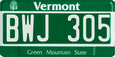 VT license plate BWJ305