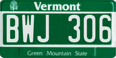 VT license plate BWJ306