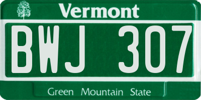 VT license plate BWJ307