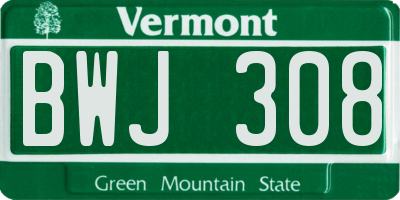 VT license plate BWJ308