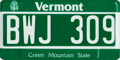 VT license plate BWJ309
