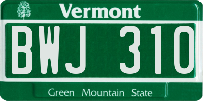 VT license plate BWJ310
