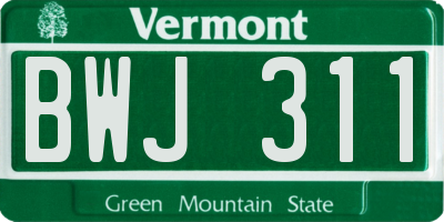VT license plate BWJ311