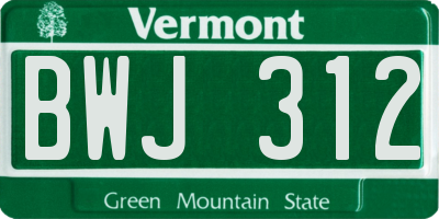 VT license plate BWJ312