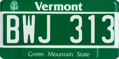 VT license plate BWJ313