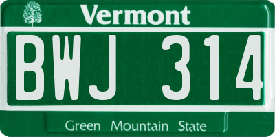 VT license plate BWJ314