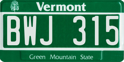 VT license plate BWJ315