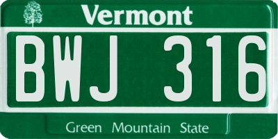 VT license plate BWJ316