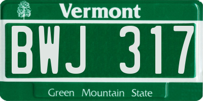 VT license plate BWJ317