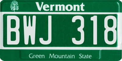 VT license plate BWJ318