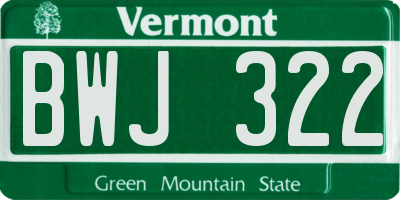 VT license plate BWJ322
