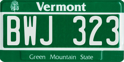 VT license plate BWJ323
