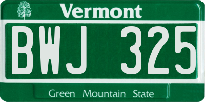 VT license plate BWJ325
