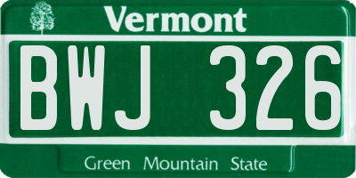 VT license plate BWJ326