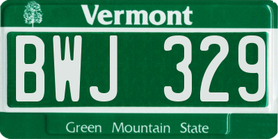 VT license plate BWJ329