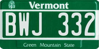VT license plate BWJ332